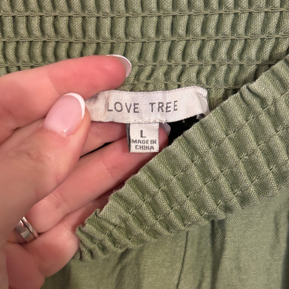 Love Tree Sage Green Textured Pants - Picture 2 of 4